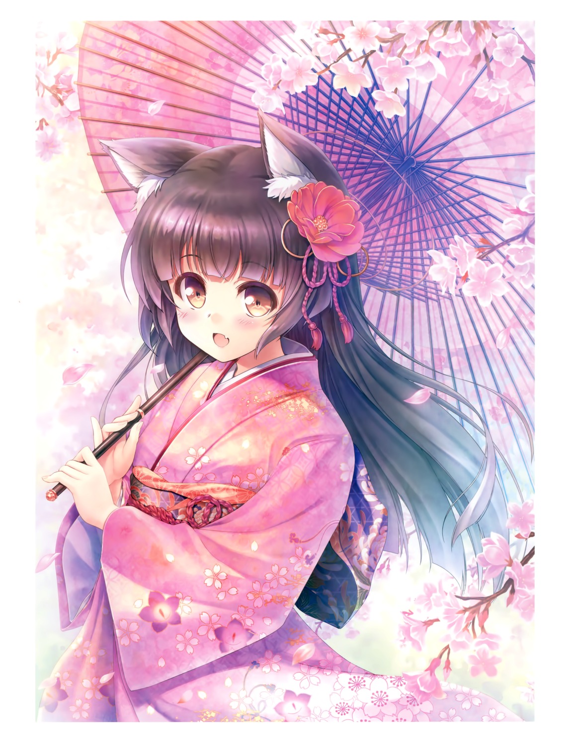 animal_ears bekkankou kimono nekomimi