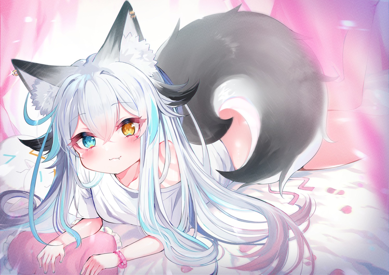 animal_ears erufwa heterochromia indie_virtual_youtuber shiroi_kuon tail