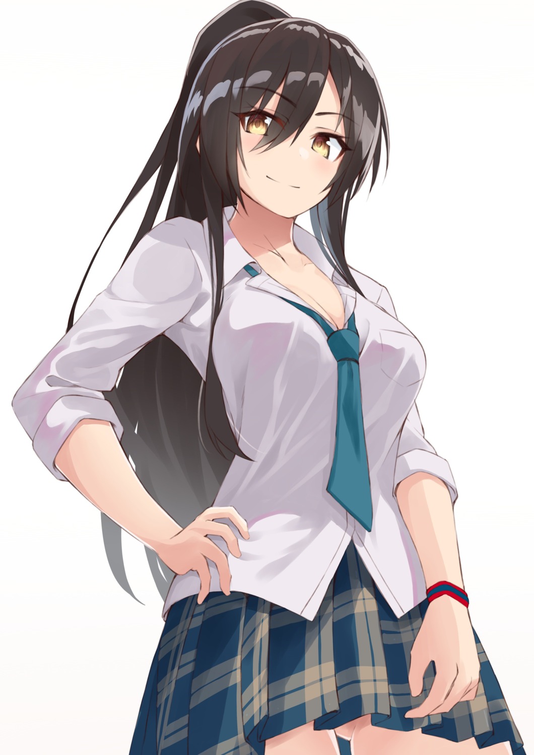 cleavage open_shirt seifuku shirase_sakuya syunichi the_idolm@ster the_idolm@ster_shiny_colors