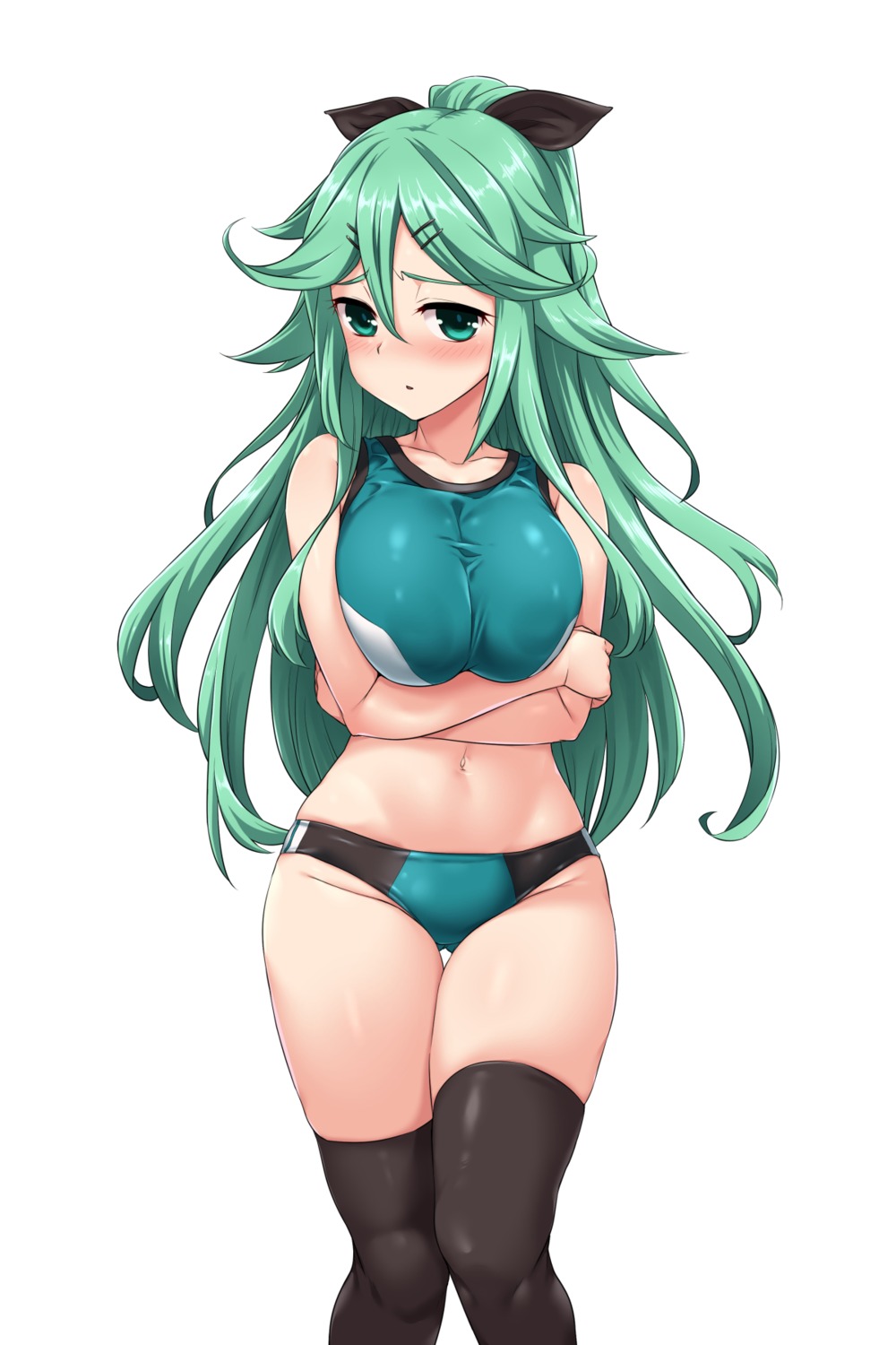 breast_hold buruma gym_uniform kantai_collection thighhighs yamakaze_(kancolle) yoshi_tama