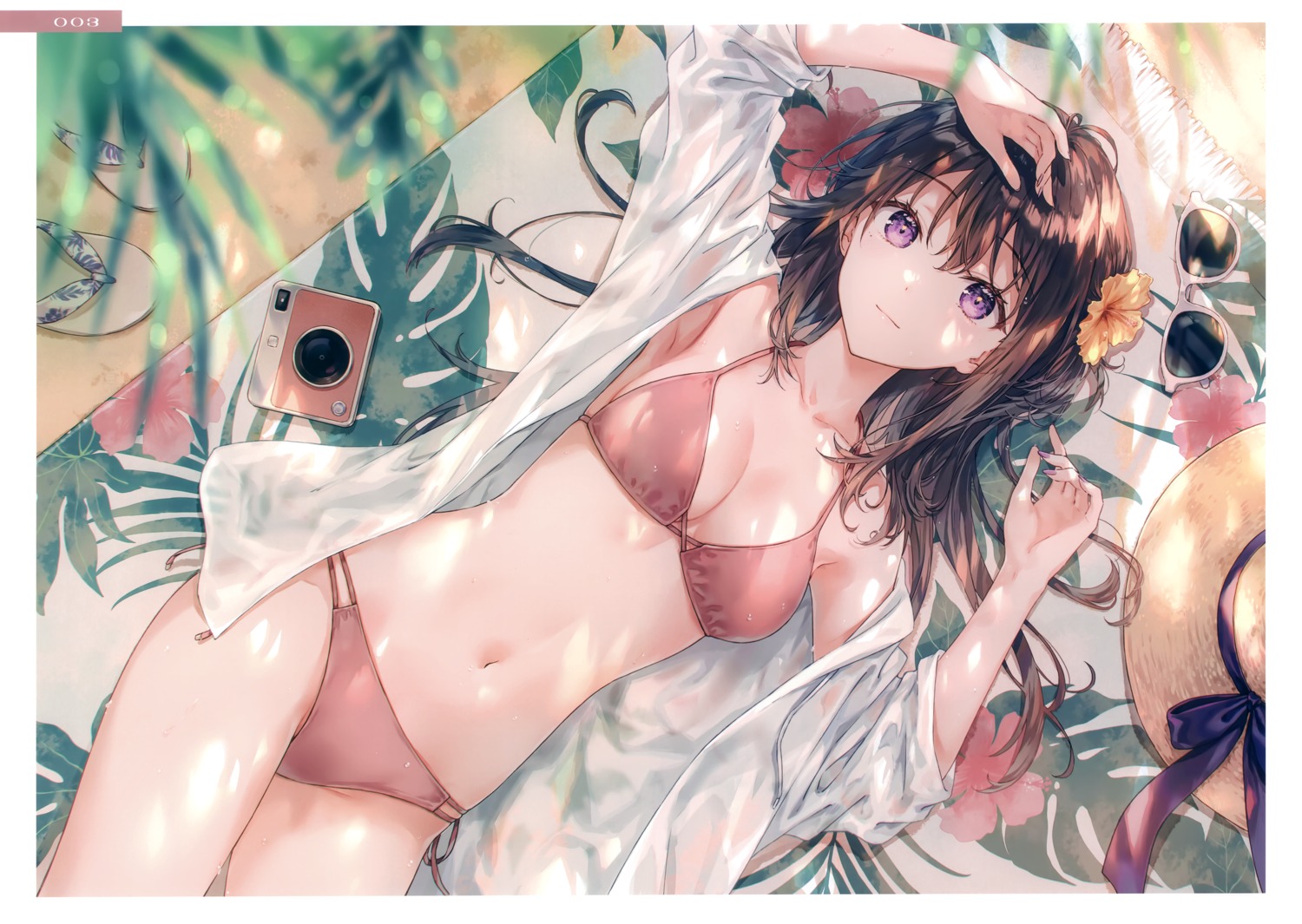 bikini hiten hitenkei megane open_shirt see_through swimsuits