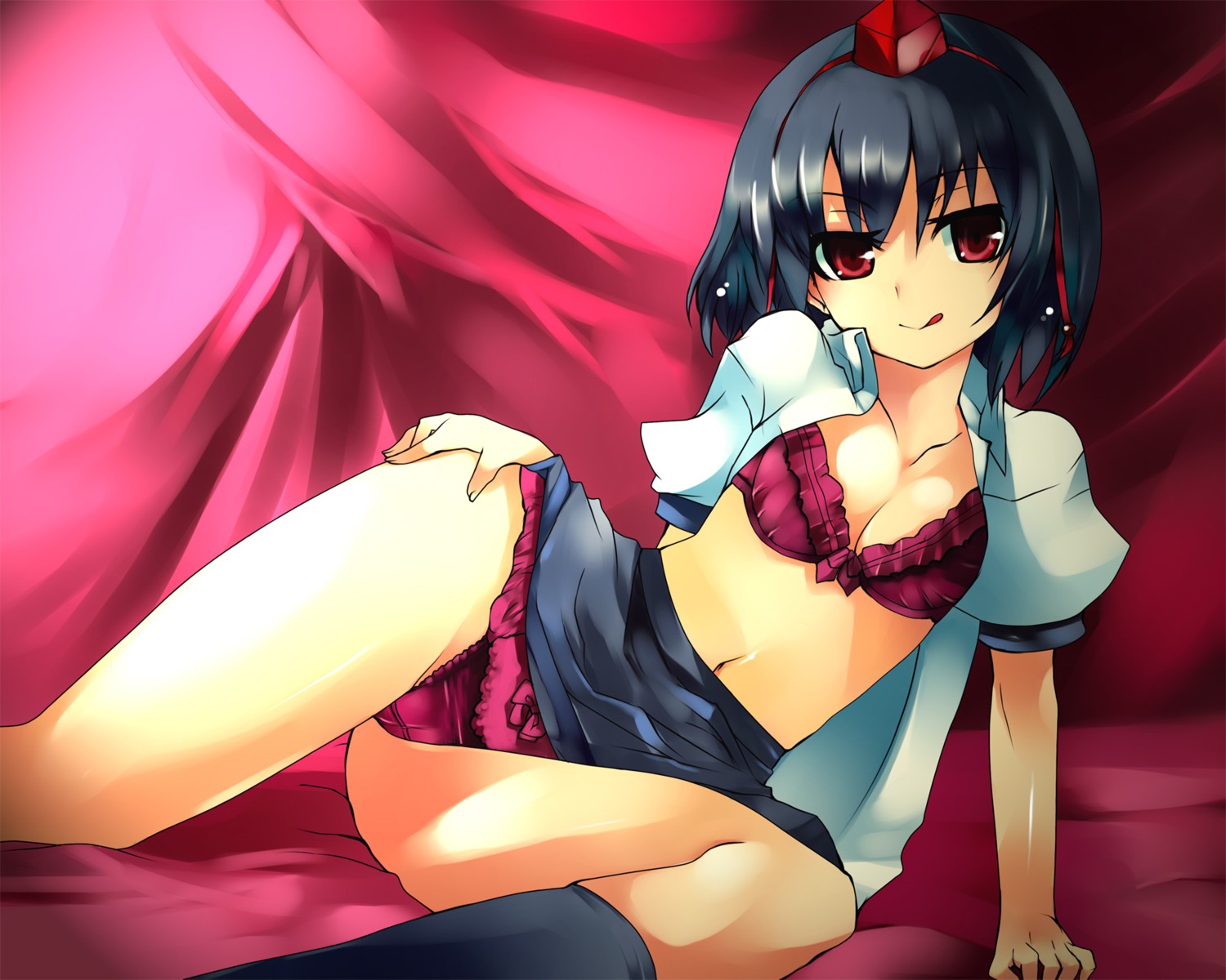 bra open_shirt pantsu sawamura_hikaru shameimaru_aya touhou