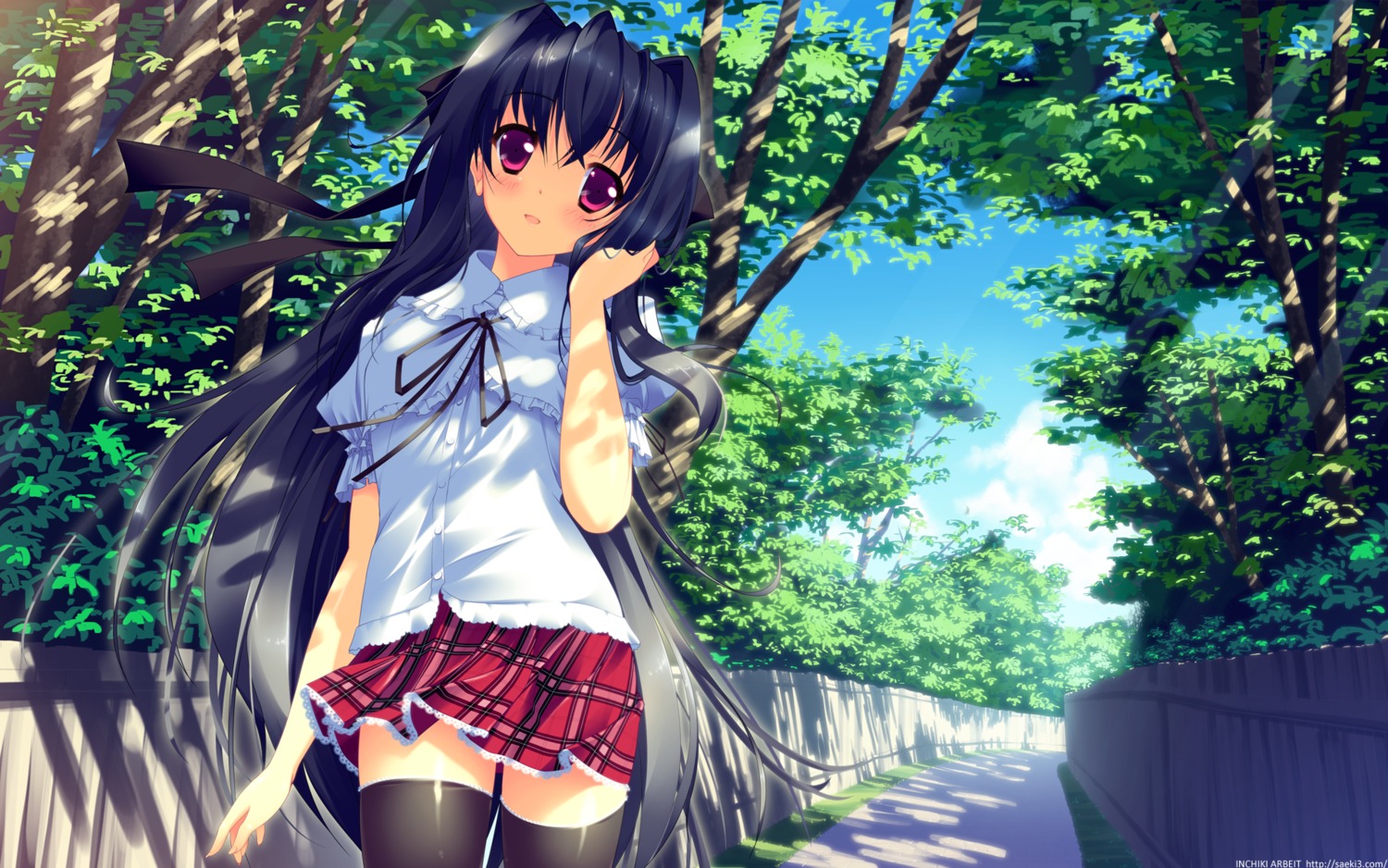 saeki_sorenari thighhighs wallpaper