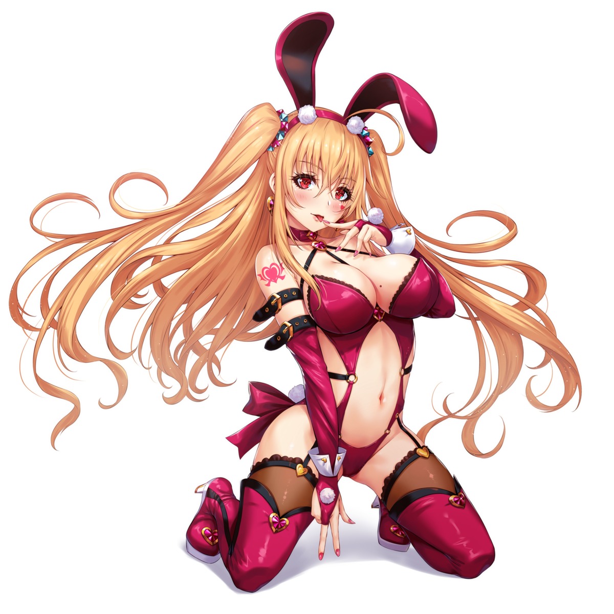 animal_ears bunny_ears bunny_girl heels no_bra sakiyamama stockings tail tattoo thighhighs