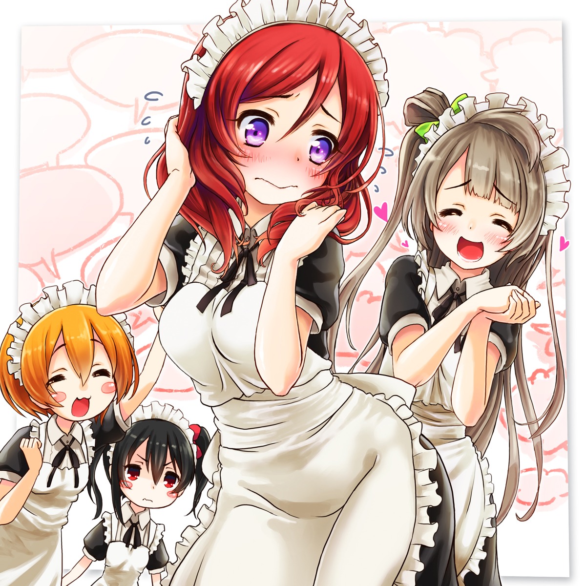 hoshizora_rin kuromaru9 love_live! maid minami_kotori nishikino_maki yazawa_nico