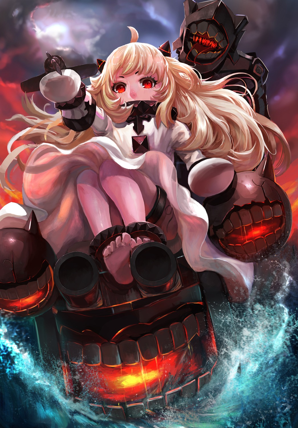 dress feet horns kantai_collection northern_ocean_hime zhujun0431