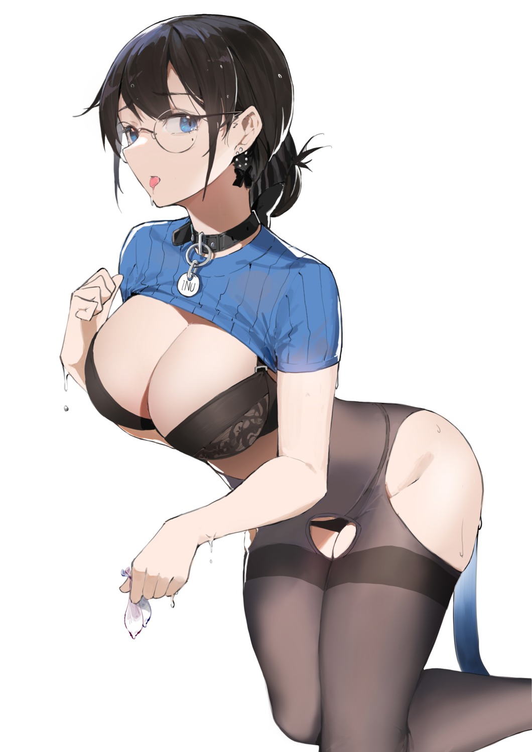 bra megane pantsu pantyhose sdustz stockings sweater tail thighhighs thong wet