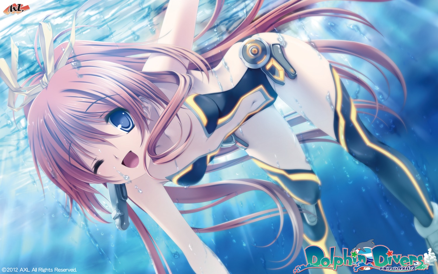 axl dolphin_divers ogura_minamo senomoto_hisashi swimsuits thighhighs wallpaper