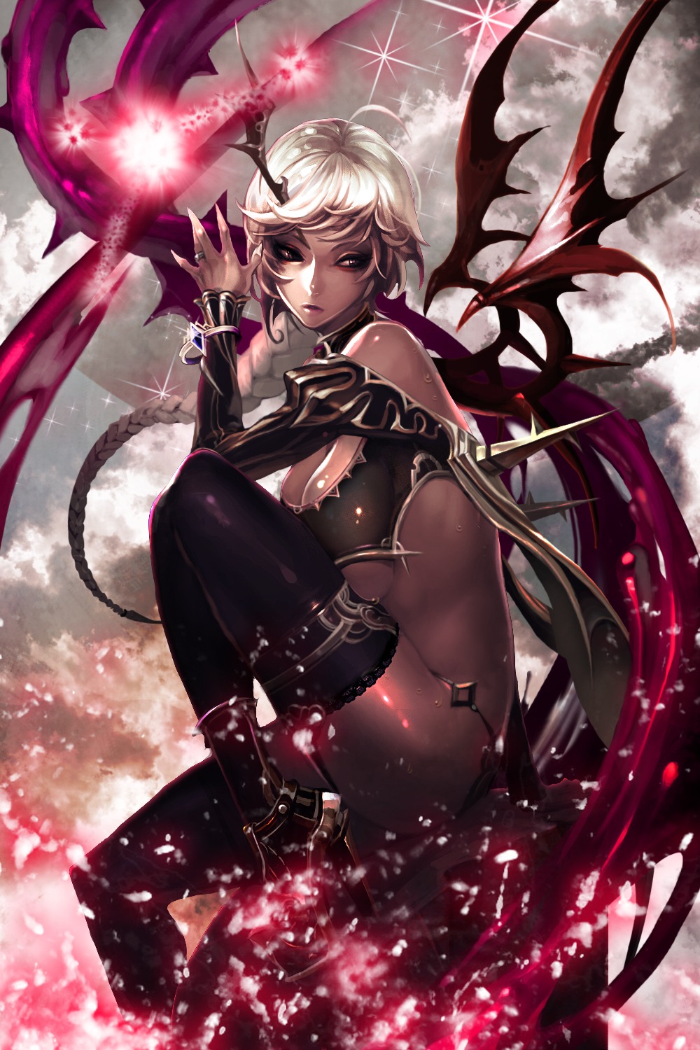 bikini_armor cleavage devil_maker:_tokyo duto heels tail thighhighs wings