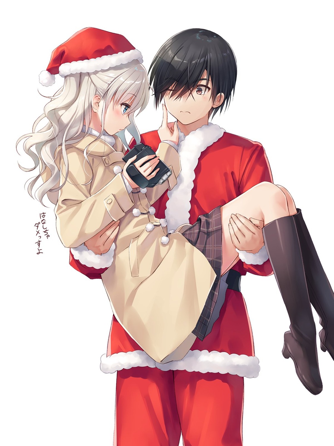 charlotte christmas heels key na-ga otosaka_yuu skirt_lift sweater tomori_nao