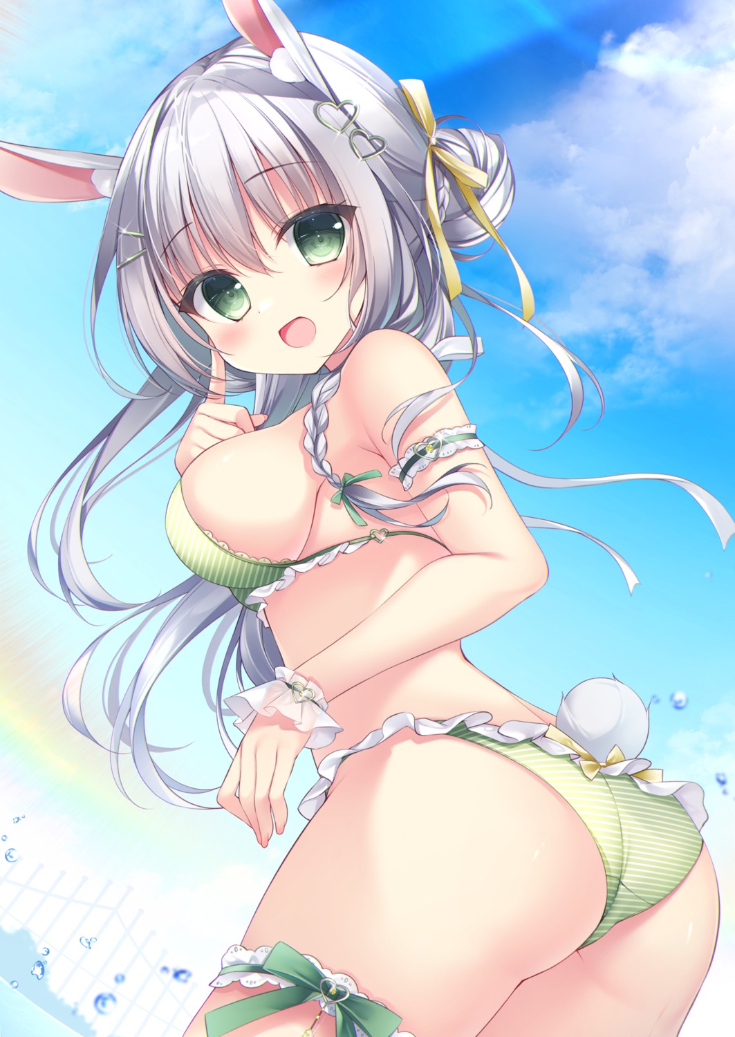 animal_ears ass bikini bunny_ears garter shirosei_mochi swimsuits tail thong