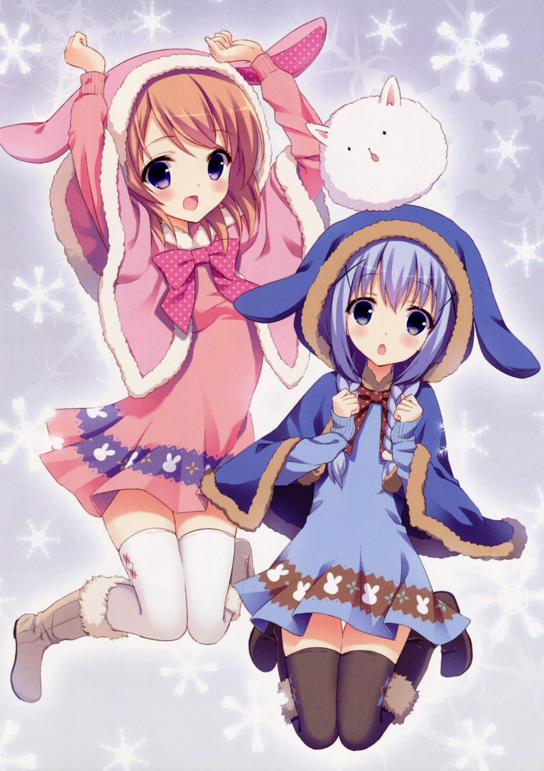 chitosezaka_suzu dress gochuumon_wa_usagi_desu_ka? hoto_cocoa kafuu_chino scanning_artifacts thighhighs tippy_(gochiusa)