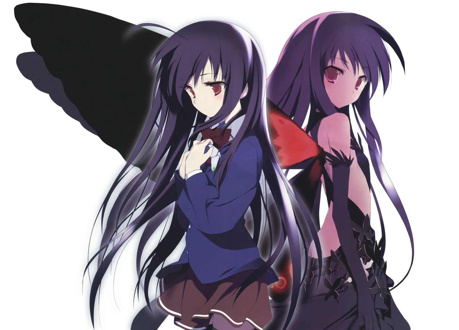 accel_world hima kuroyukihime no_bra pantyhose seifuku wings