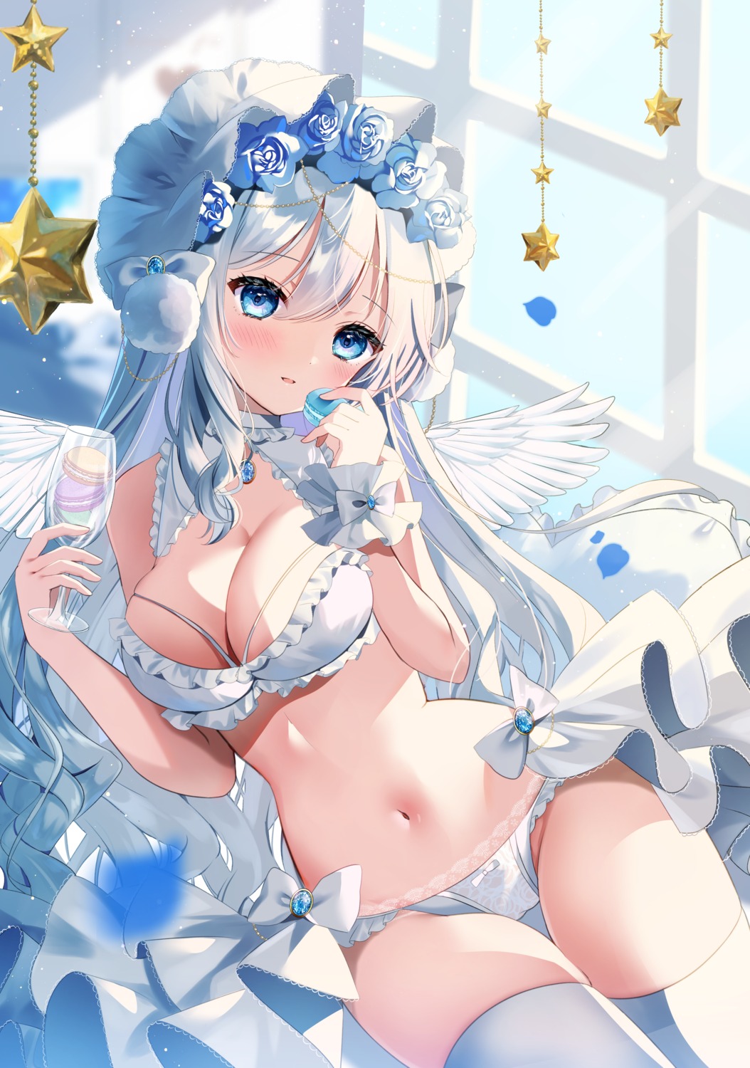 bra pantsu thighhighs tsukimiya_sara wings