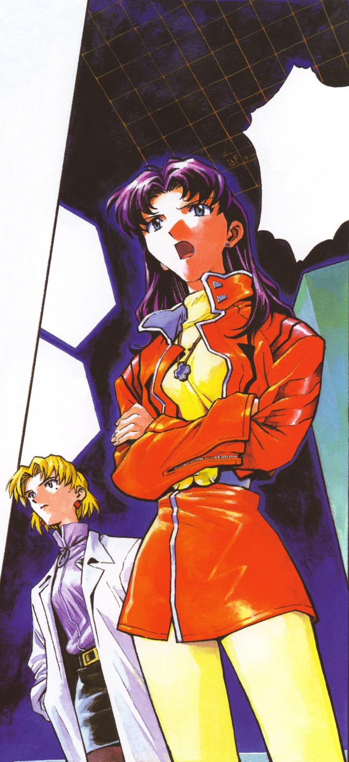 akagi_ritsuko katsuragi_misato neon_genesis_evangelion sadamoto_yoshiyuki