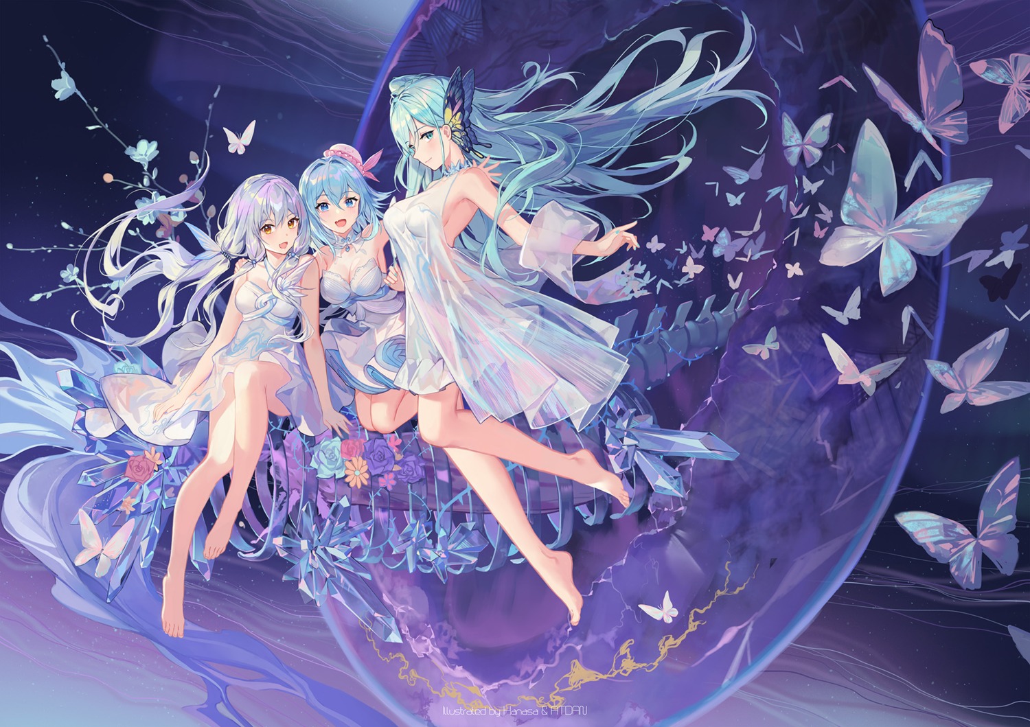 atdan cangqiong cleavage criin dress feet haiyi see_through stardust_(vocaloid) synthesizer_v vocaloid