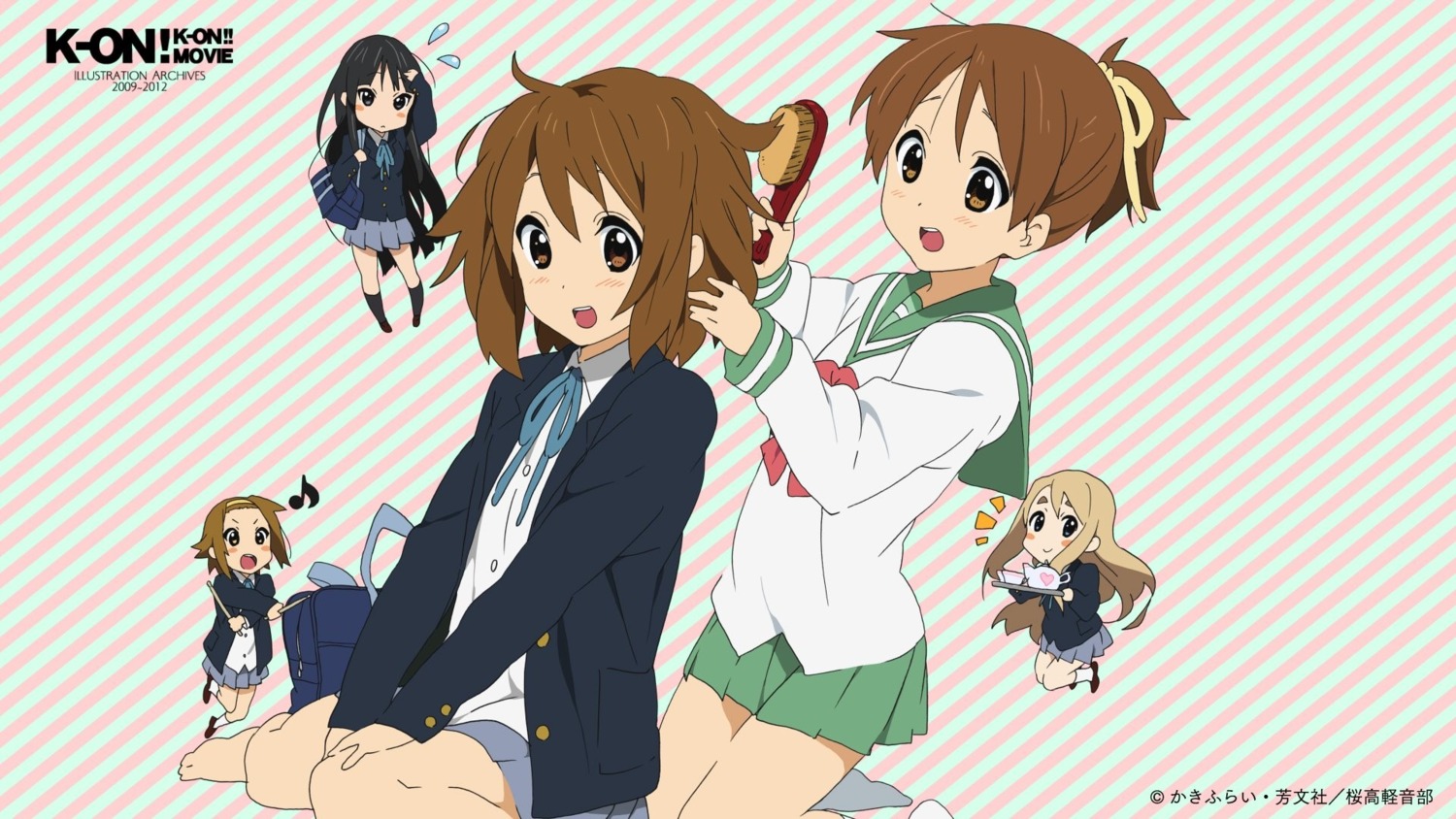 akiyama_mio chibi hirasawa_ui hirasawa_yui horiguchi_yukiko k-on! kotobuki_tsumugi seifuku tainaka_ritsu wallpaper