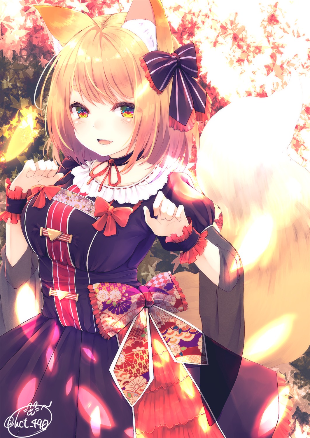 animal_ears chita_(ketchup) dress kitsune tail