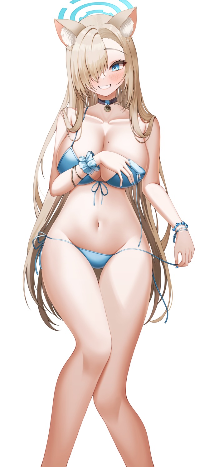 animal_ears bikini blue_archive halo ichinose_asuna nekomimi siru swimsuits undressing