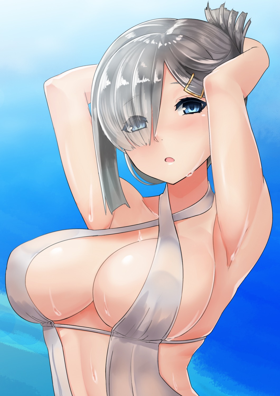 cleavage hamakaze_(kancolle) kantai_collection sin_(kami148) swimsuits wet