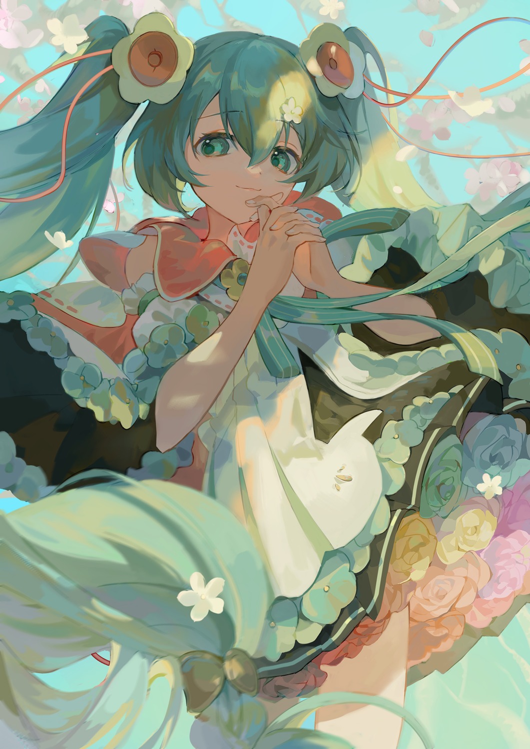 dress hatsune_miku hlymoriia magical_mirai skirt_lift vocaloid