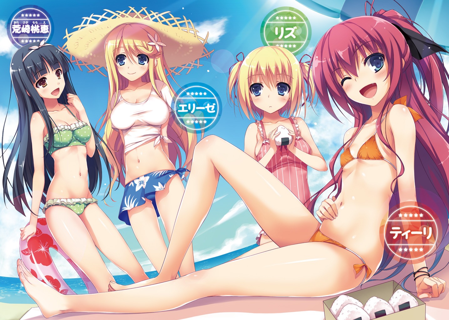 arasaki_momoe bikini cleavage elise erect_nipples feet koakuma_teeri_to_kyuuseishu!? liz_(koakuma_teeri) loli swimsuits teeri tomose_shunsaku underboob