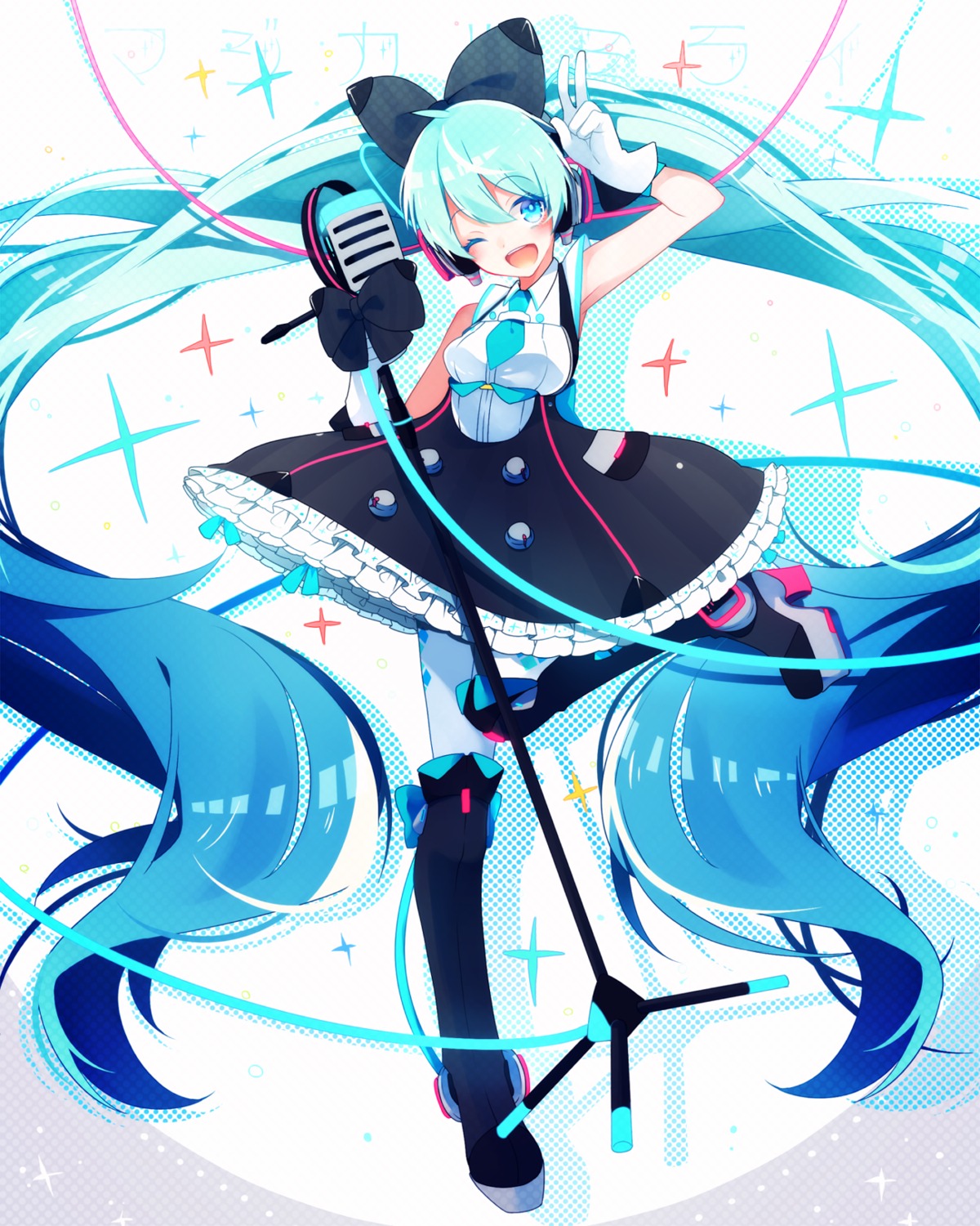 dress hatsune_miku headphones heels magical_mirai pantyhose ponita vocaloid