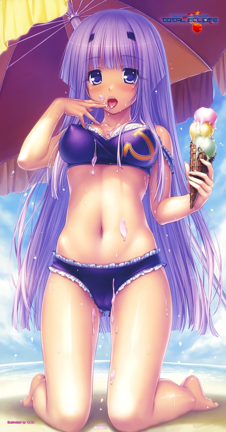 bikini cameltoe cream erect_nipples inia_sestina jpeg_artifacts muvluv muvluv_alternative sayori swimsuits total_eclipse