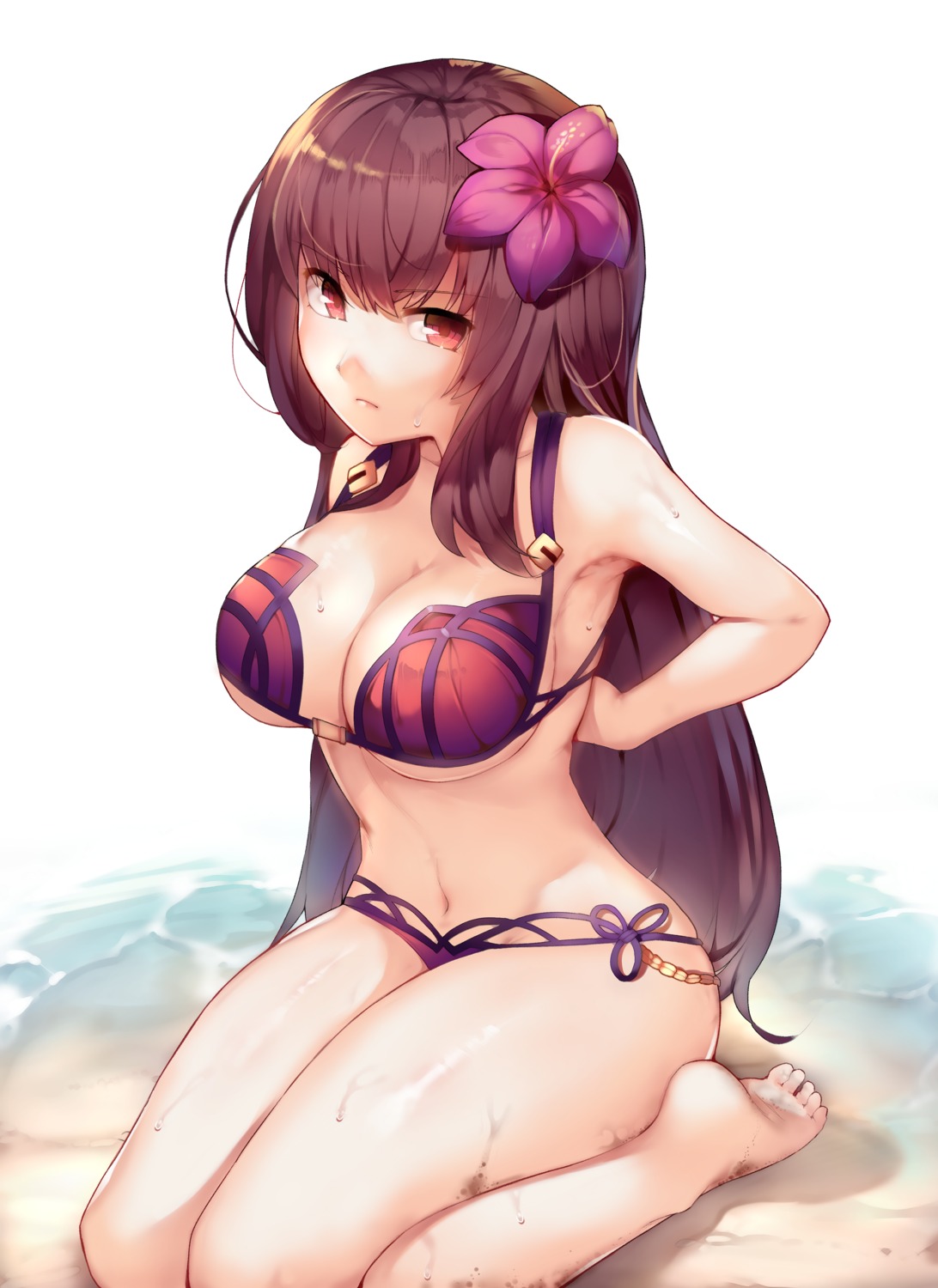 bikini cleavage fate/grand_order kimoshi scathach_(fate/grand_order) swimsuits underboob