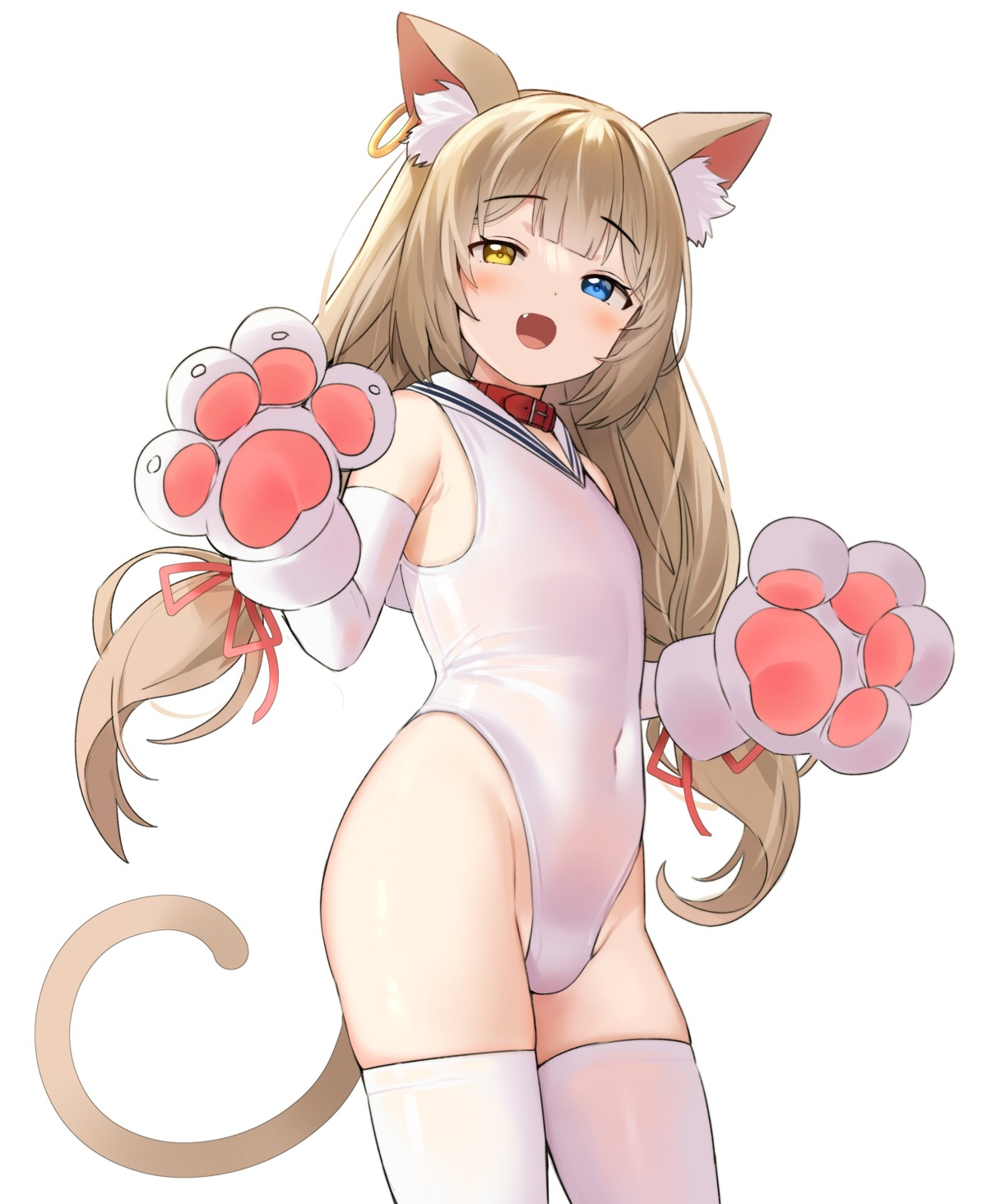 animal_ears heterochromia meettheton swimsuits tail thighhighs