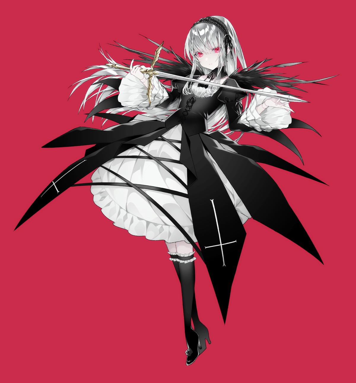 1055 dress gothic_lolita heels lolita_fashion rozen_maiden suigintou sword wings