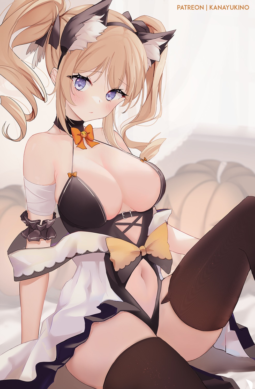 animal_ears barbara_(genshin_impact) genshin_impact kana_yukino no_bra thighhighs