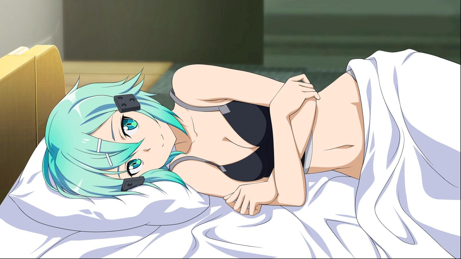 bra cleavage sheets sinon sword_art_online sword_art_online_fatal_bullet