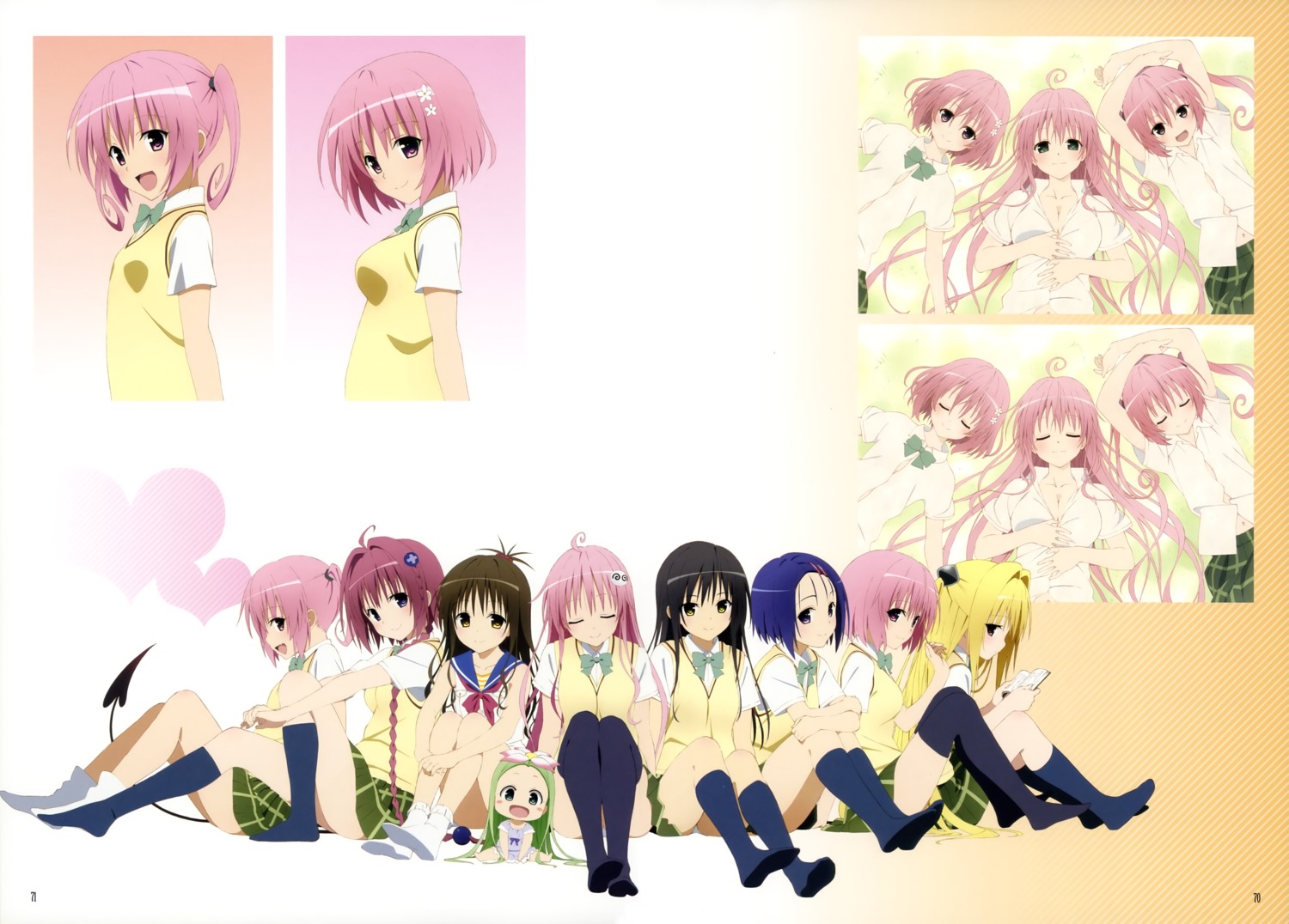 celine cleavage golden_darkness kotegawa_yui kurosaki_mea lala_satalin_deviluke momo_velia_deviluke nana_asta_deviluke sairenji_haruna seifuku tail to_love_ru to_love_ru_darkness yuuki_mikan