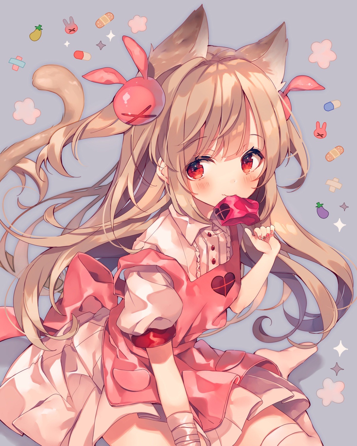 ana animal_ears bandages natori_sana sana_channel tail thighhighs