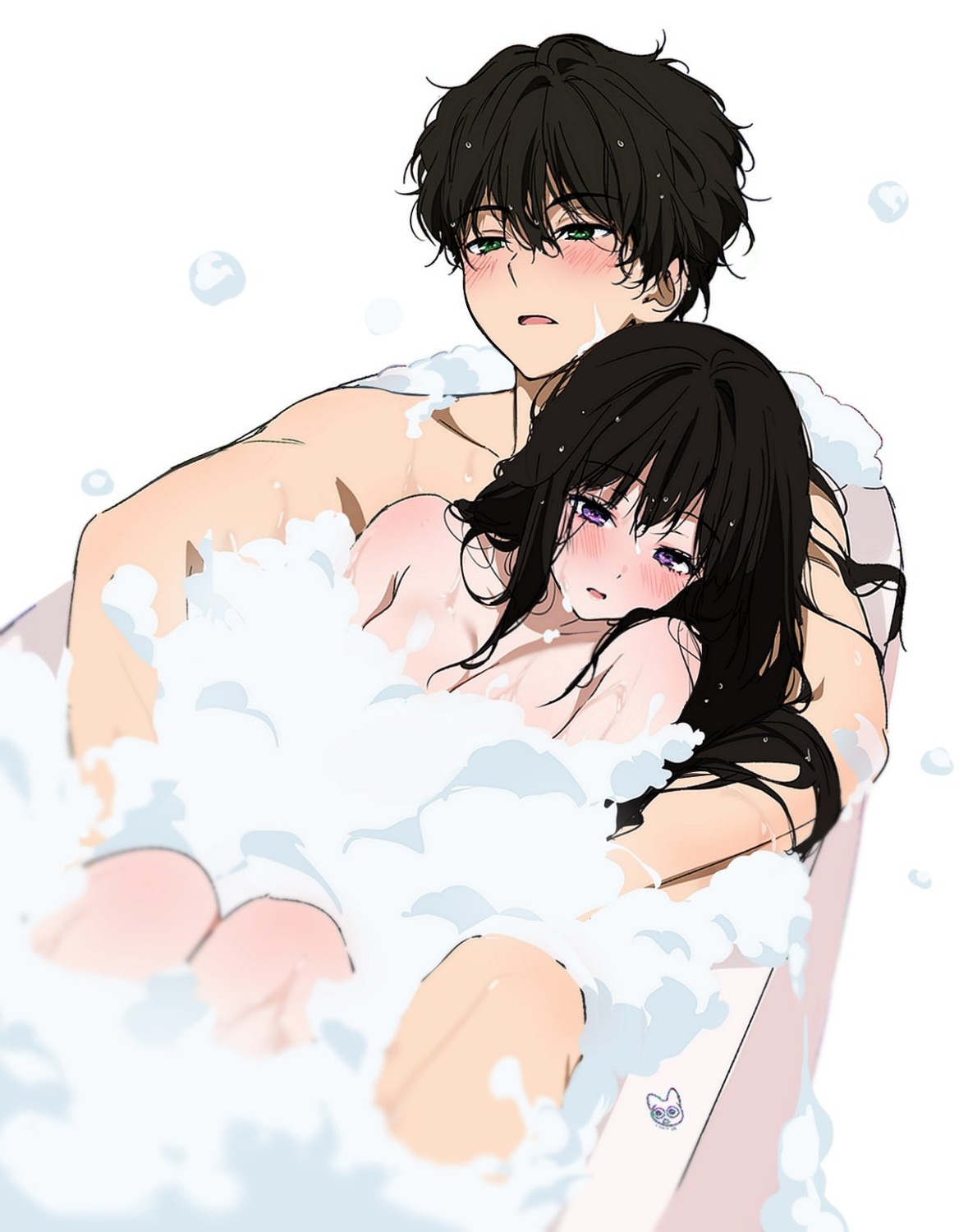 bathing chitanda_eru cream hyouka mery_(yangmalgage) oreki_houtarou topless