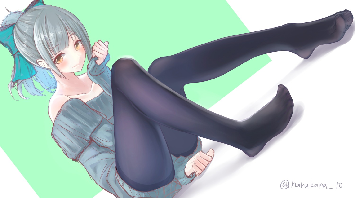 feet harukana_(harukana_10) kantai_collection pantyhose sweater yuubari_(kancolle)