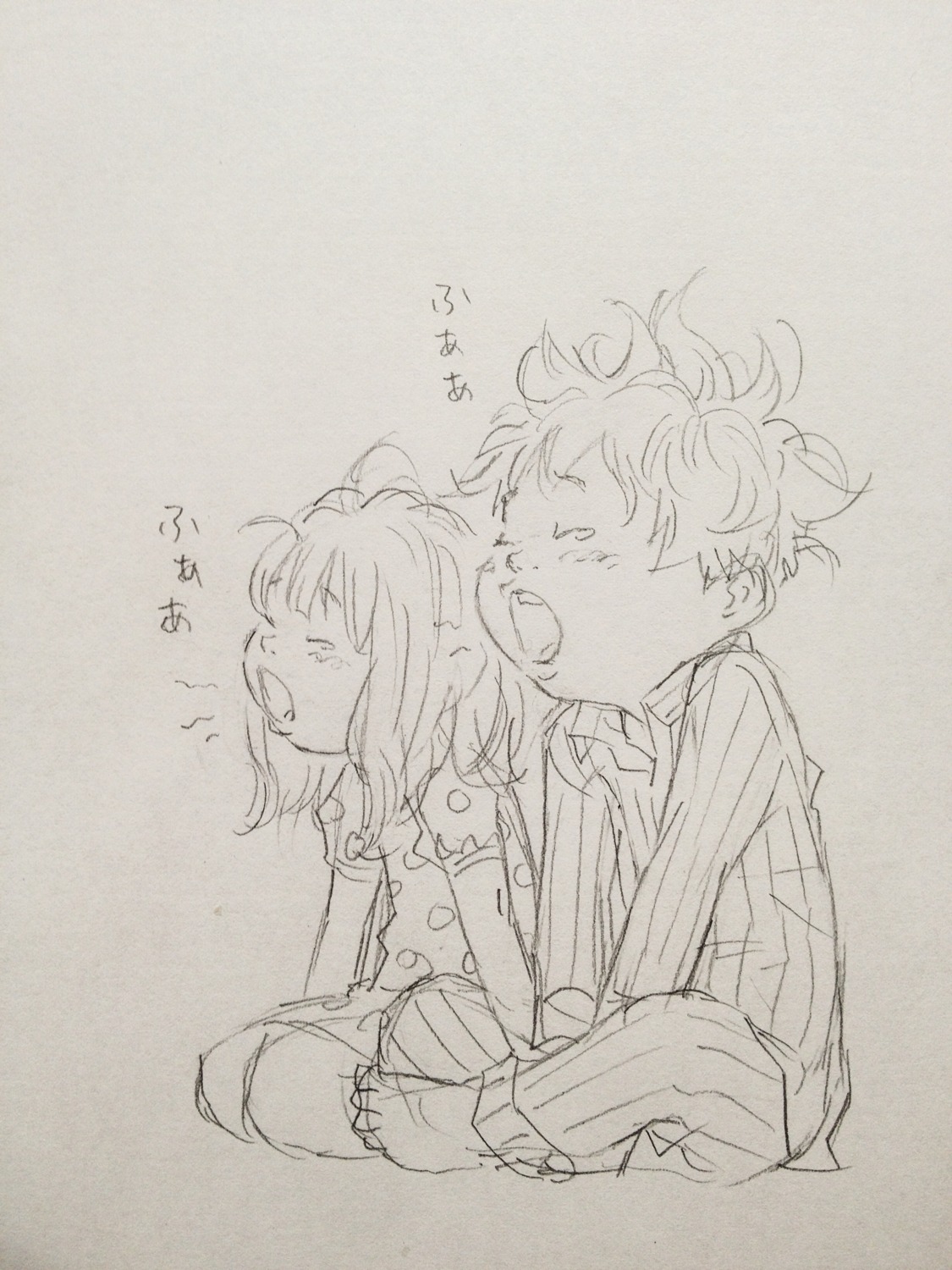 eisakusaku monochrome pajama sketch