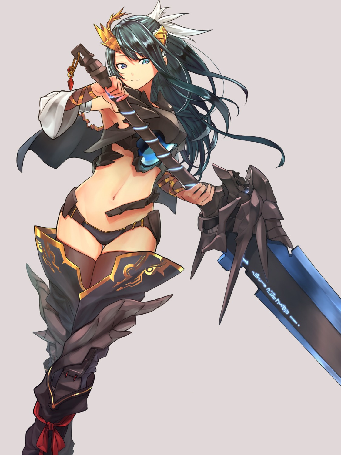 armor baffu pantsu sword thighhighs