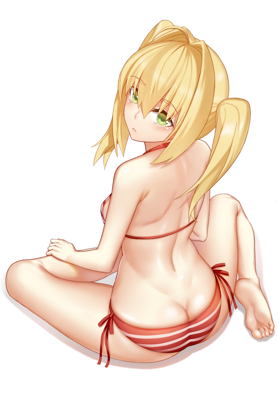 ass bikini fate/grand_order feet saber_extra shoutai swimsuits