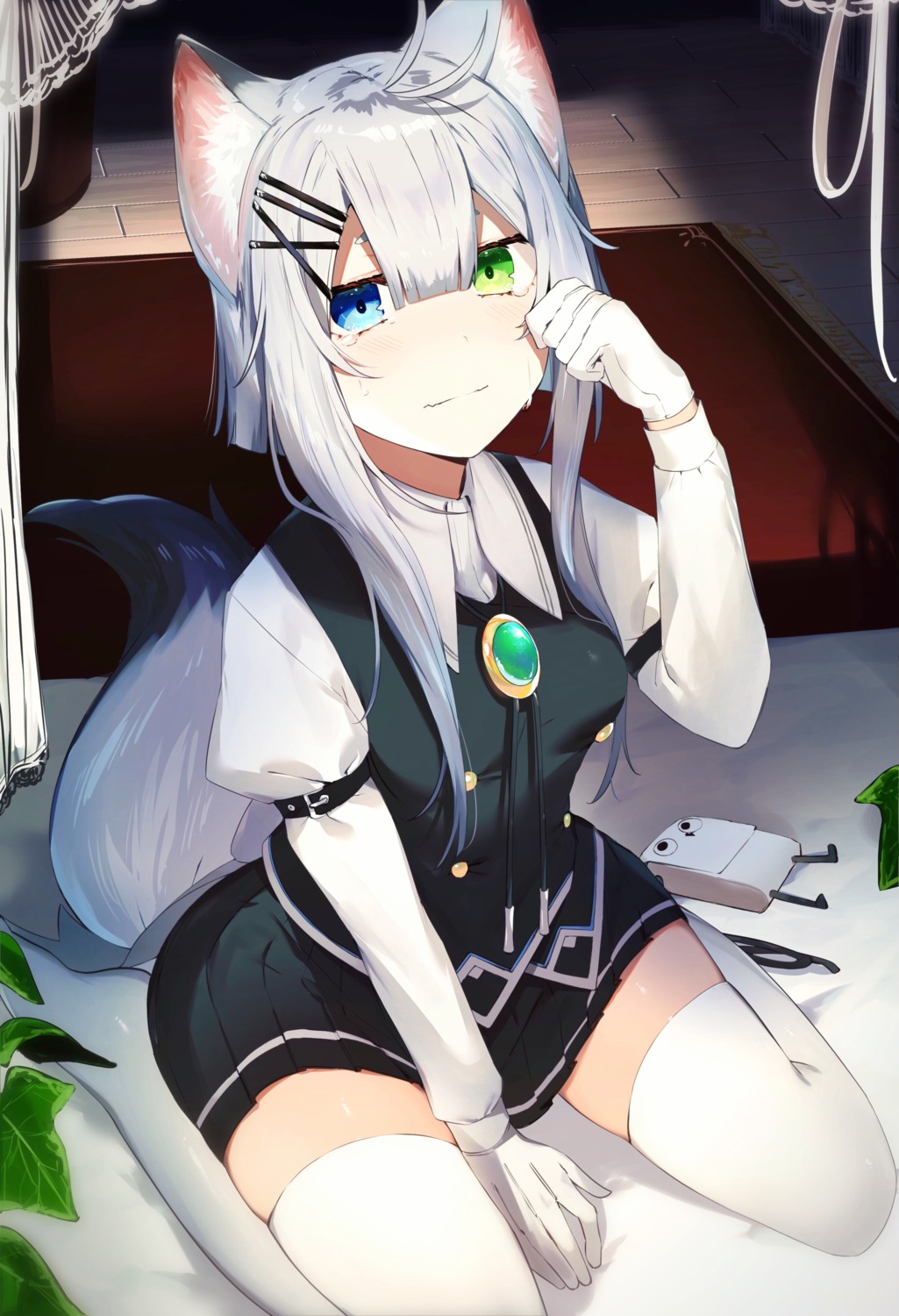 animal_ears heterochromia ikasoba tagme tail thighhighs