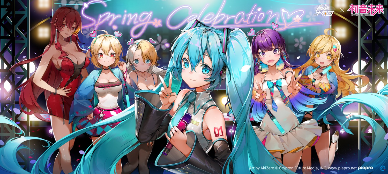 akizero1510 cleavage dress figure_story garter hatsune_miku headphones no_bra tattoo vocaloid