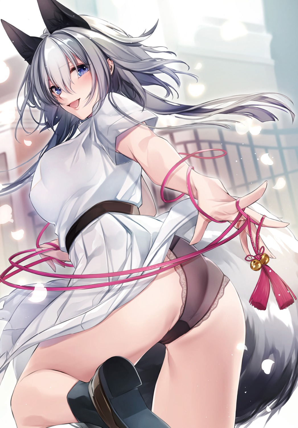 animal_ears ass dress pantsu skirt_lift tail yukibuster