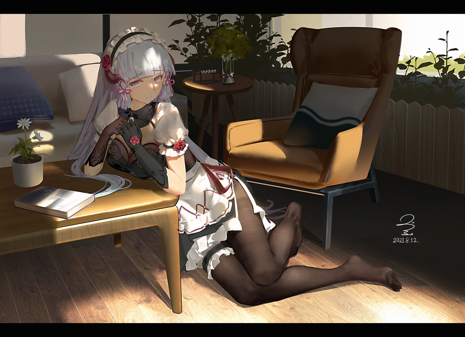 benghuai_xueyuan cosplay garter genshin_impact kamisato_ayaka maid pantyhose ribao rita_rossweisse