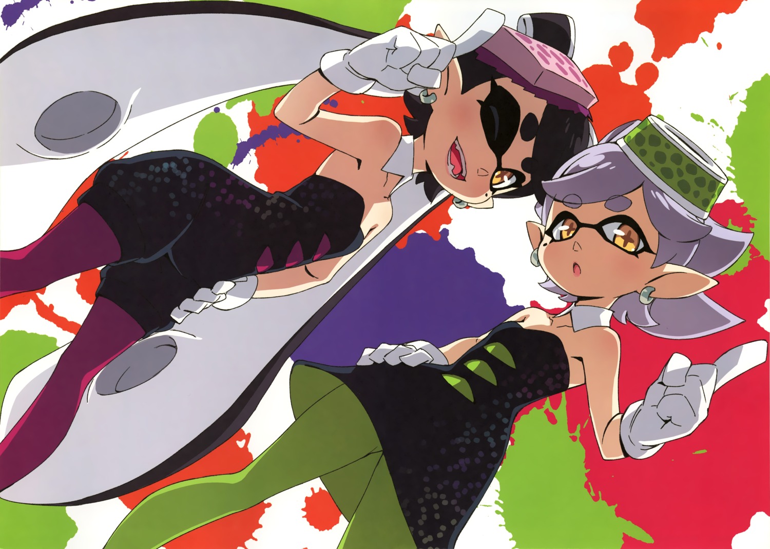 aori_(splatoon) dress fixed hotaru_(splatoon) kanzaki_hiro pantyhose splatoon tabgraphics