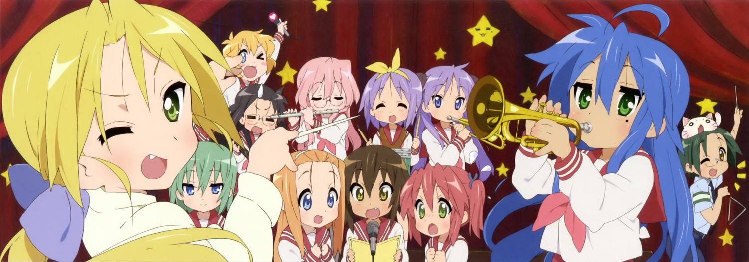 hiiragi_kagami hiiragi_tsukasa iwasaki_minami izumi_konata kobayakawa_yutaka kuroi_nanako kusakabe_misao lucky_star minegishi_ayano narumi_yui patricia_martin seifuku takara_miyuki tamura_hiyori