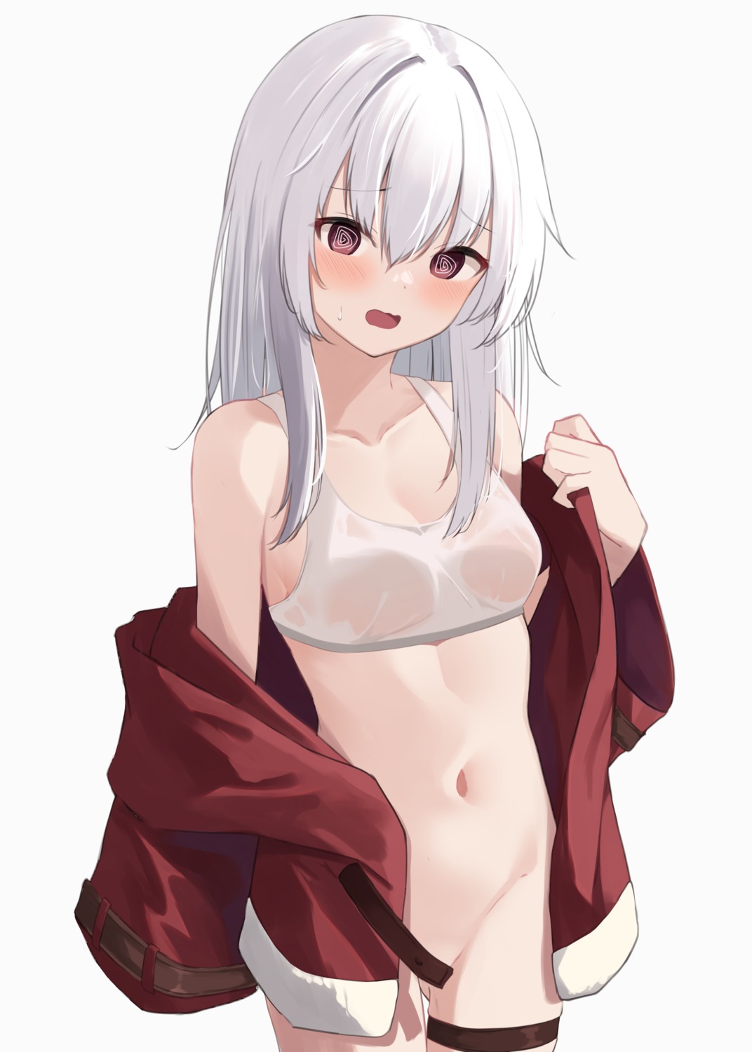 bottomless bra clara_(honkai:_star_rail) garter honkai:_star_rail loli memekko open_shirt see_through undressing wet_clothes