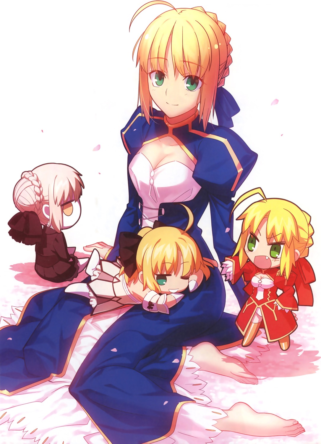 chibi cleavage dress fate/extra fate/stay_night fate/unlimited_codes feet saber saber_alter saber_extra saber_lily takeuchi_takashi type-moon