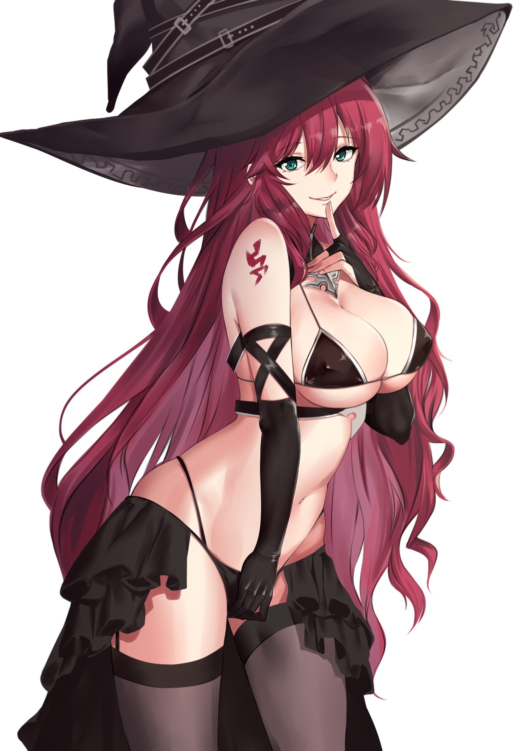 bikini erect_nipples inui_kentarou swimsuits tattoo thighhighs witch