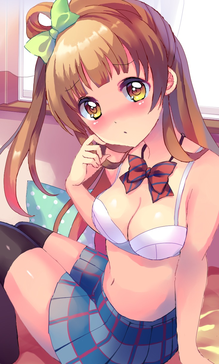 bra cleavage love_live! lyric minami_kotori thighhighs